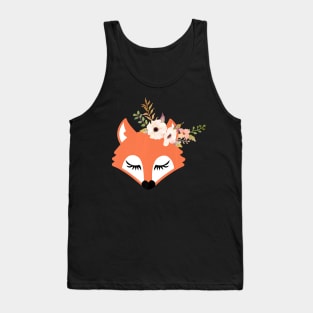 Boho Floral Watercolor Flower Fox Tank Top